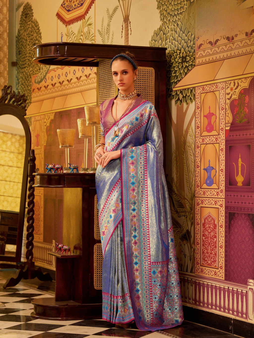 Purple Tissue Silk Saree for Women - Designer Traditional Saree