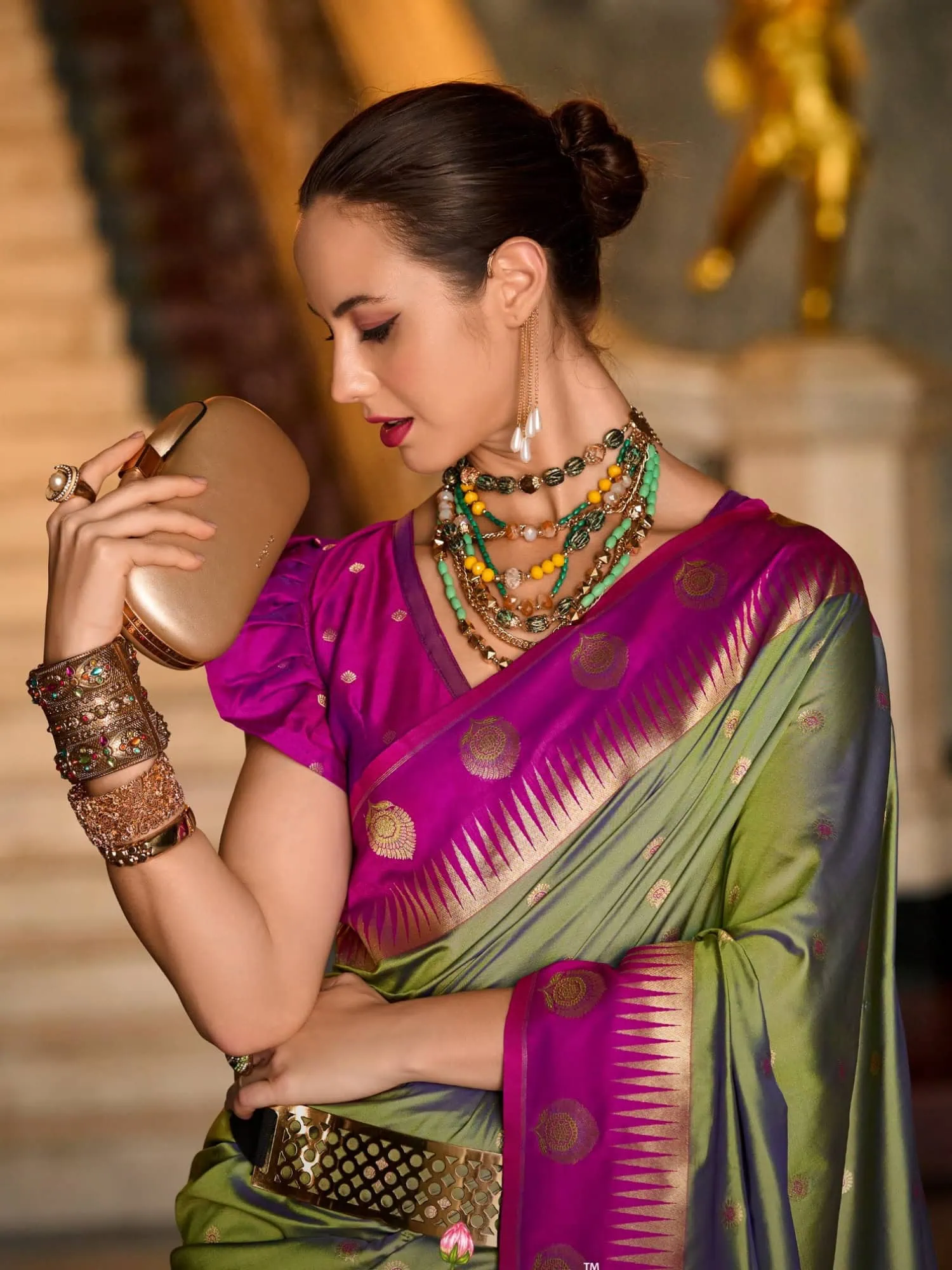 Purplish Green Soft Silk Saree