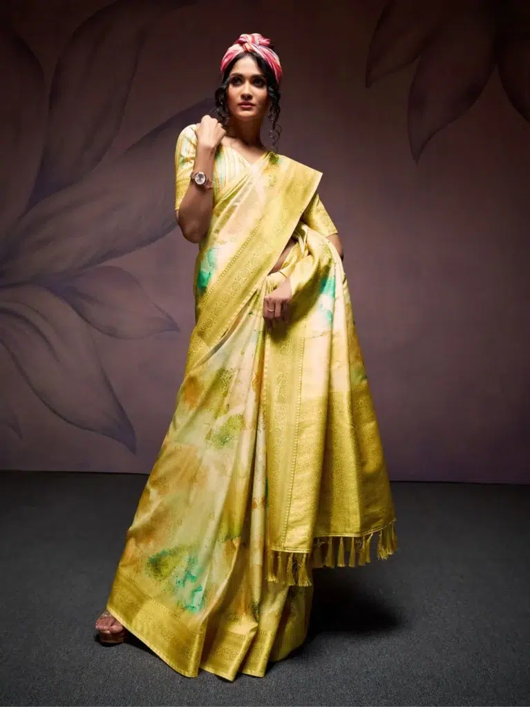 Yellow Handloom Silk Saree for Women - Designer Traditional Saree