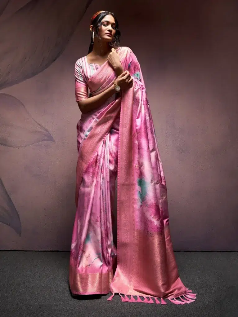 Pink Handloom Silk Saree for Women - Designer Traditional Saree