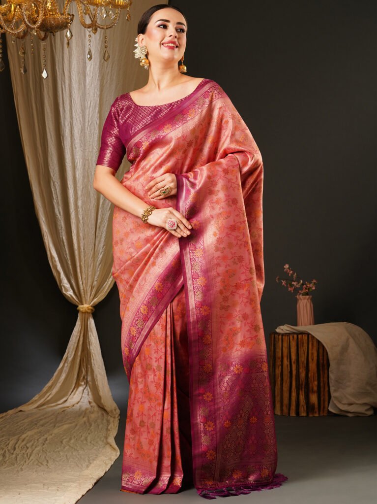Timeless Pink Banarasi Silk Saree - Sarees