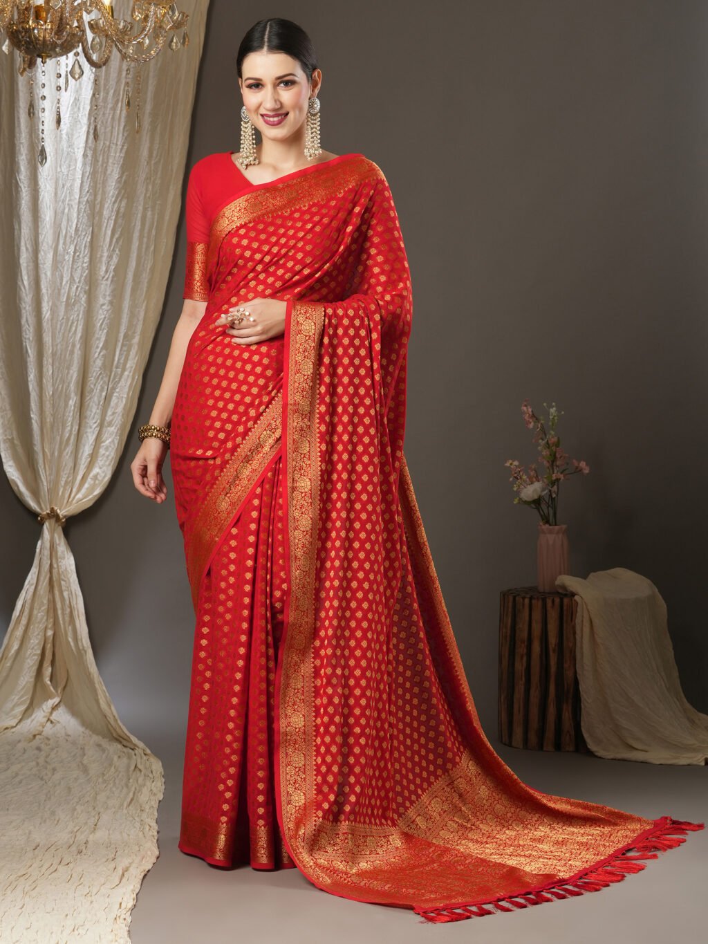 Kanjeevaram Red Georgette Saree - Georgette Saree
