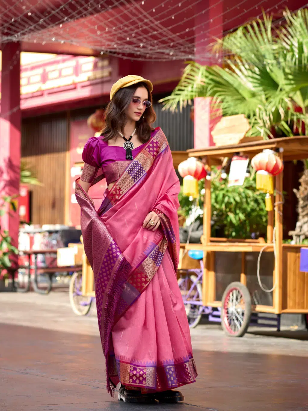 Pink Pure Banarasi Silk Saree - Image 3