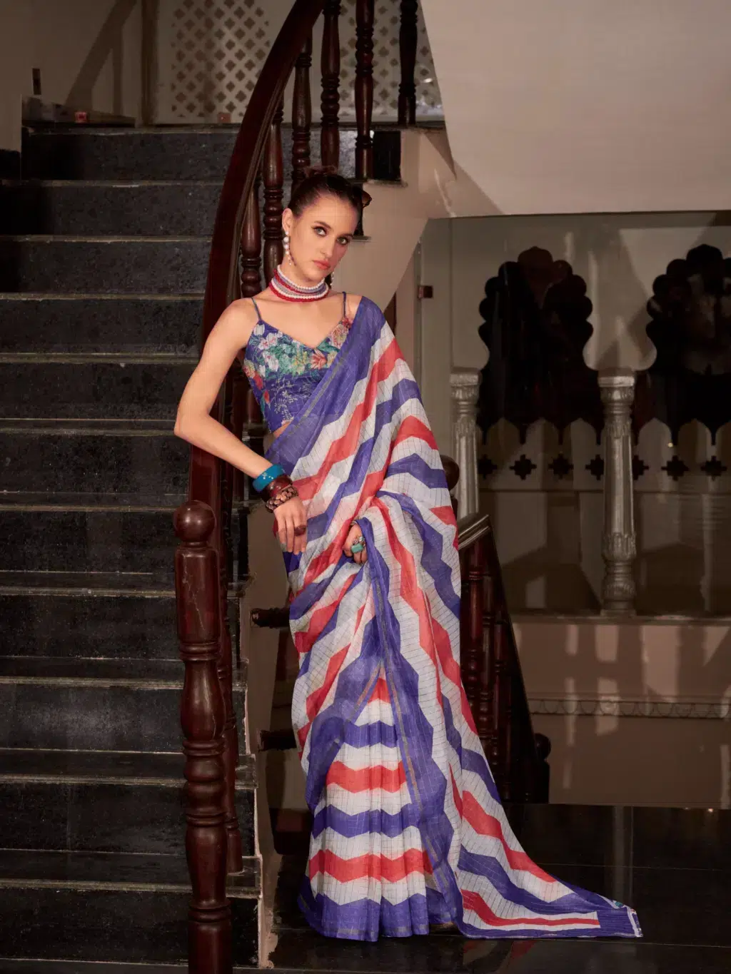 Purple Purple Linen Saree for Women - Designer Traditional Saree