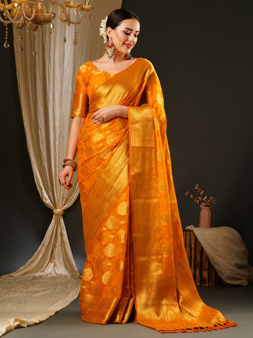 Timeless Yellow Kanjeevaram Georgette Saree - Georgette Saree