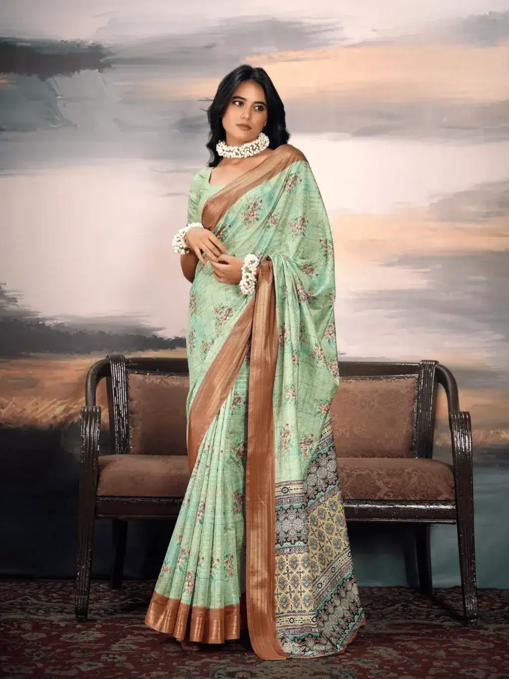 Green Green Pure Saree for Women - Designer Traditional Saree