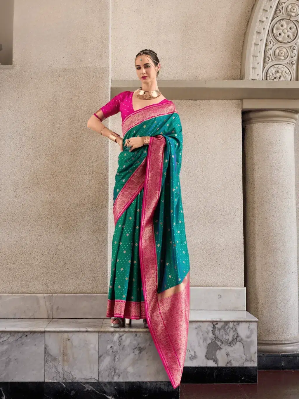 Blue Pure Soft Silk Saree - Image 3