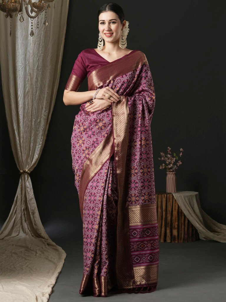 Elegant Purple Designer Zari Woven Distinct Saree - Sarees