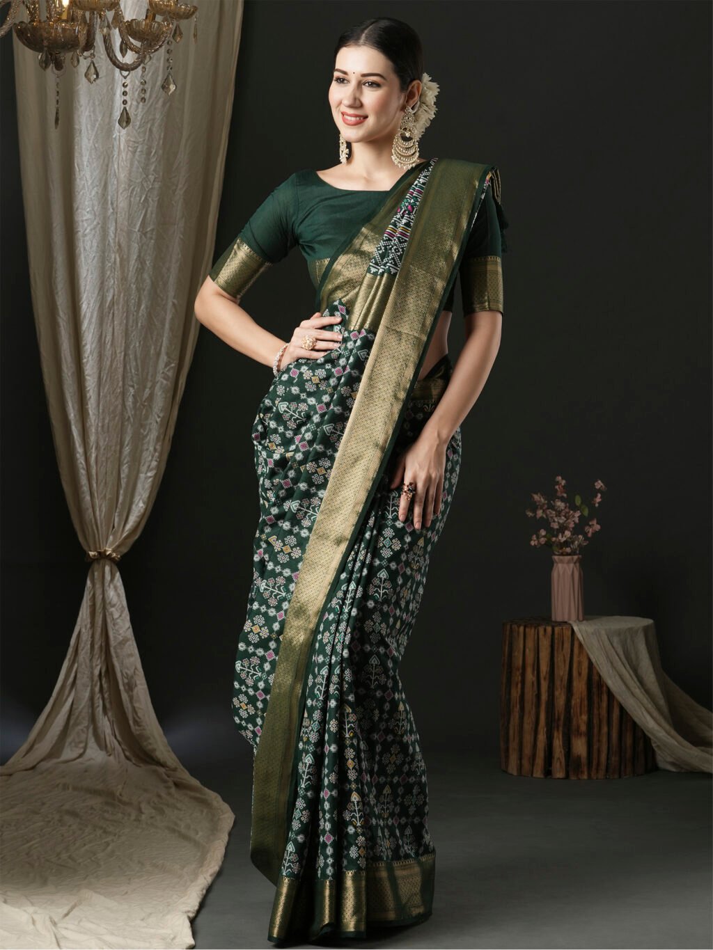 Heritage Dark Green Designer Zari Woven Distinct Saree - Sarees