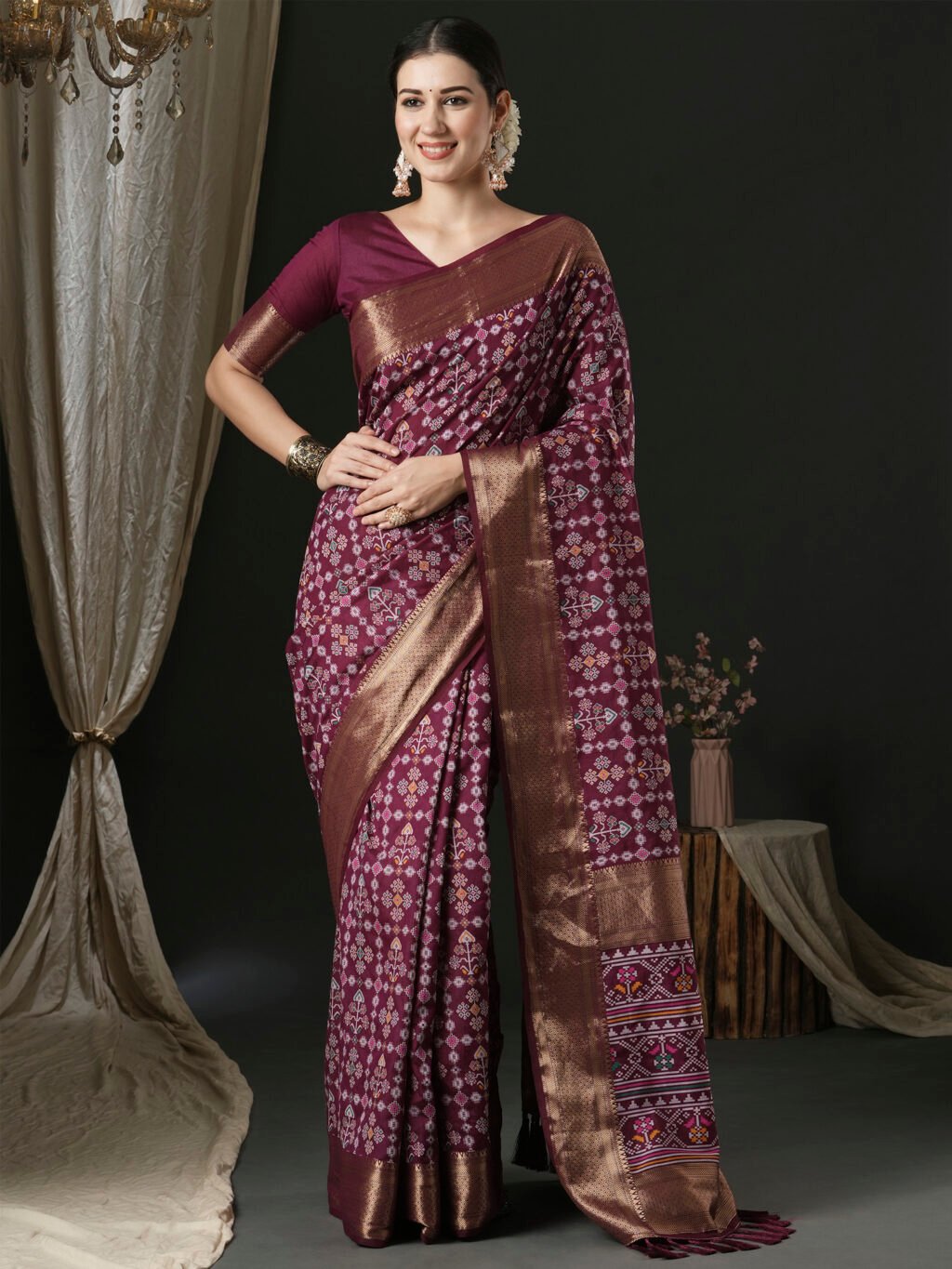 Opulent Magenta Designer Zari Woven Exclusive Saree - Sarees