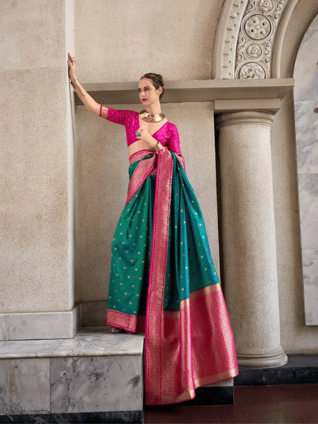 Blue Pure Soft Silk Saree - Image 4