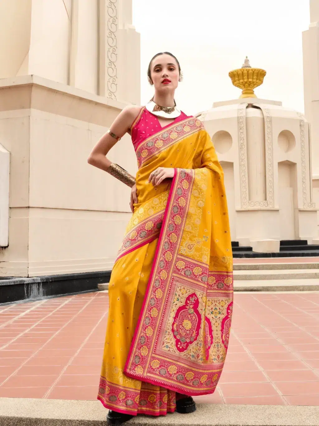 Yellow Pure Soft Saree for Women - Designer Traditional Saree