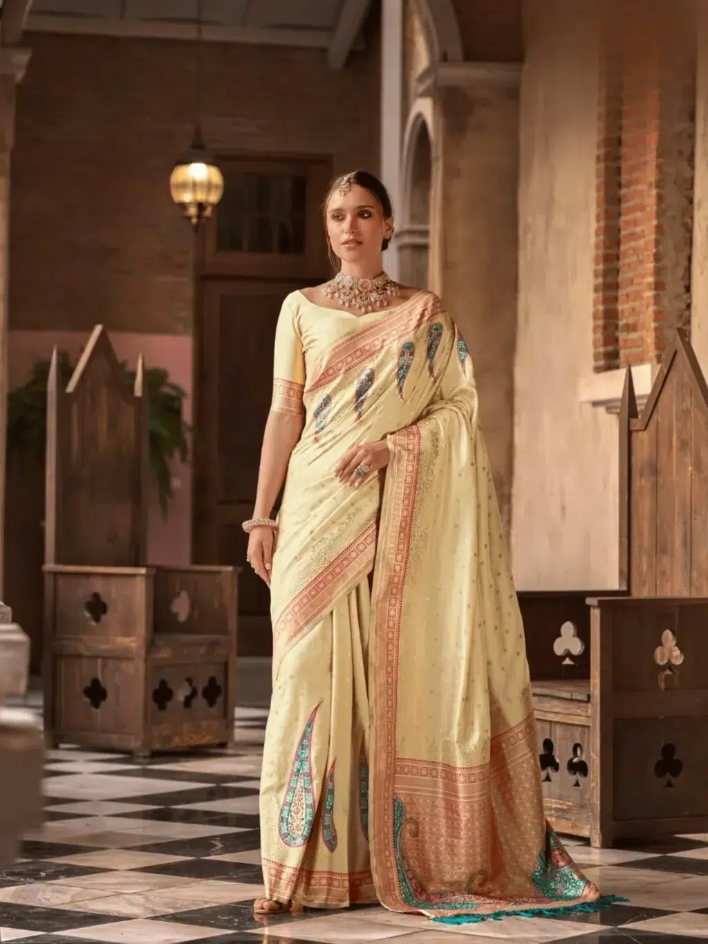 Yellow Soft Silk Saree for Women - Designer Traditional Saree