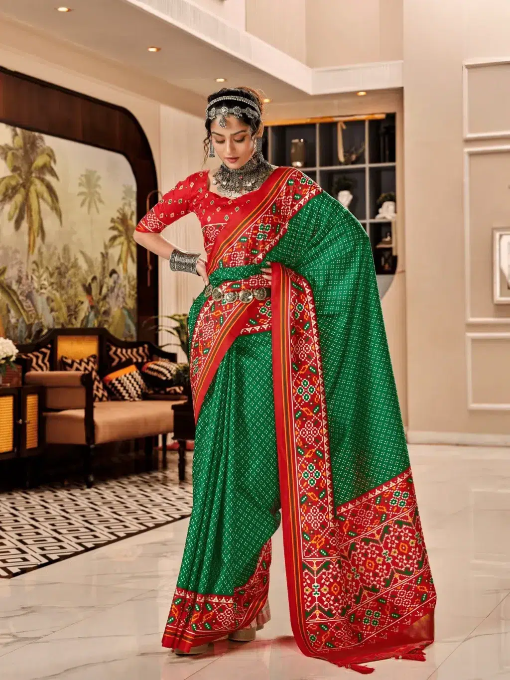 Green Handloom Silk Saree for Women - Designer Traditional Saree