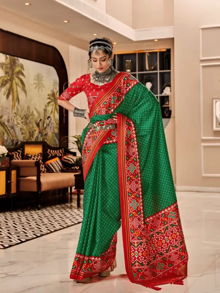 Green Handloom Silk Saree for Women - Designer Traditional Saree