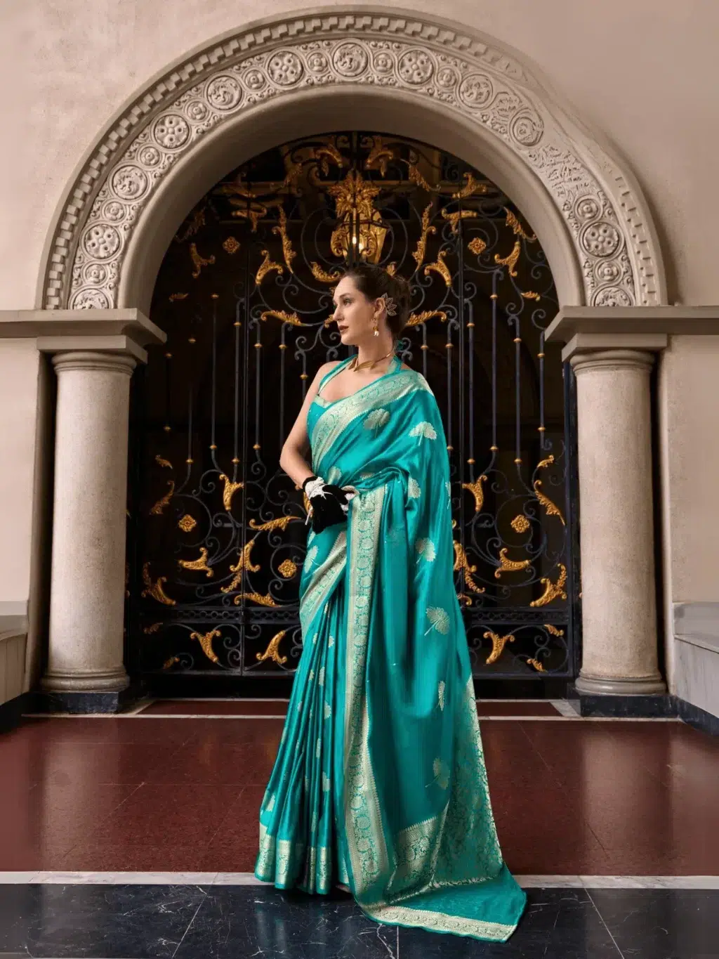 Blue Satttin Munga Saree for Women - Designer Traditional Saree