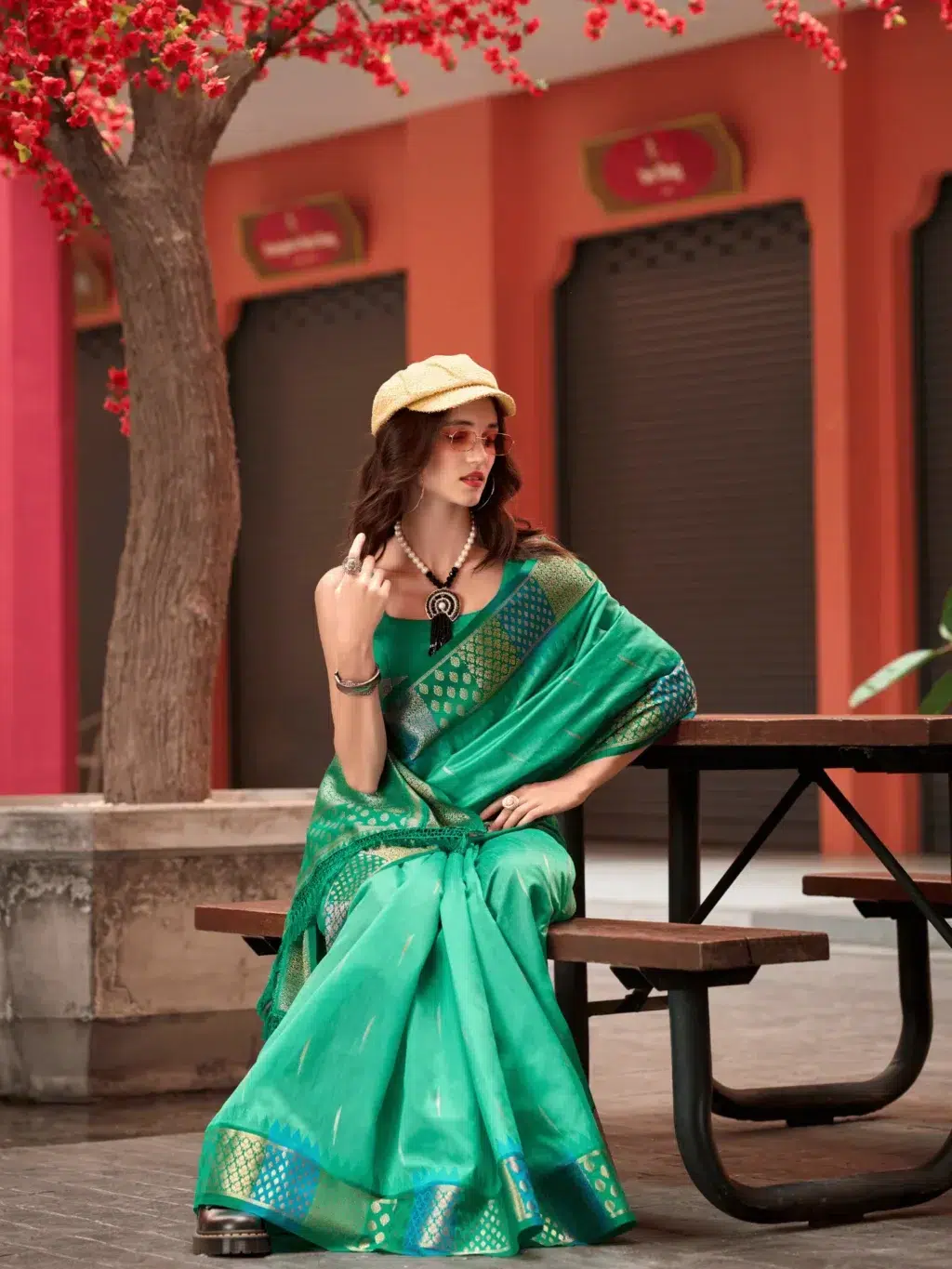 Sea Green Pure Banarasi Silk Saree - Image 3