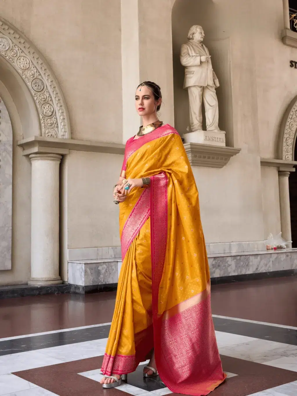 Yellow Pure Soft Saree for Women - Designer Traditional Saree