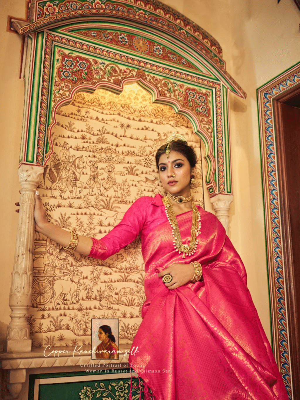 Pink Soft Kanjeevaram Handloom Weaving Silk  Saree - Image 3
