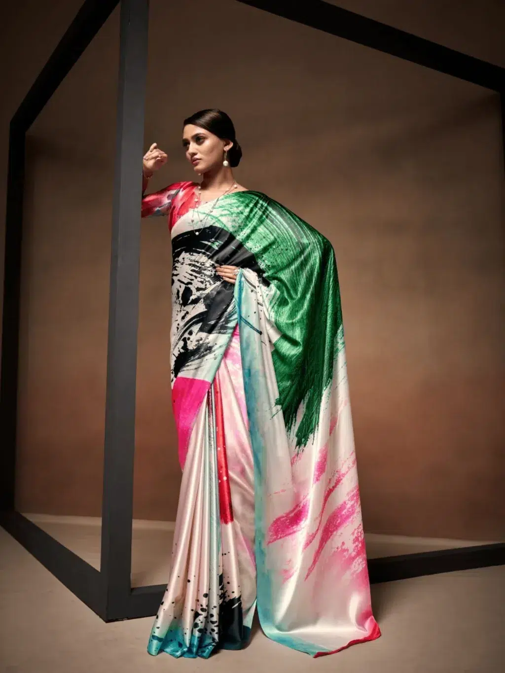 White White Crape Saree for Women - Designer Traditional Saree