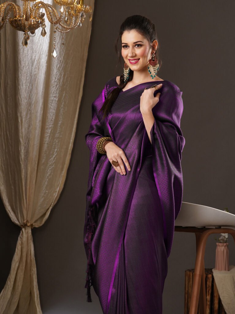 Kanjeevaram Style Purple Designer Georgette Saree - Georgette Saree