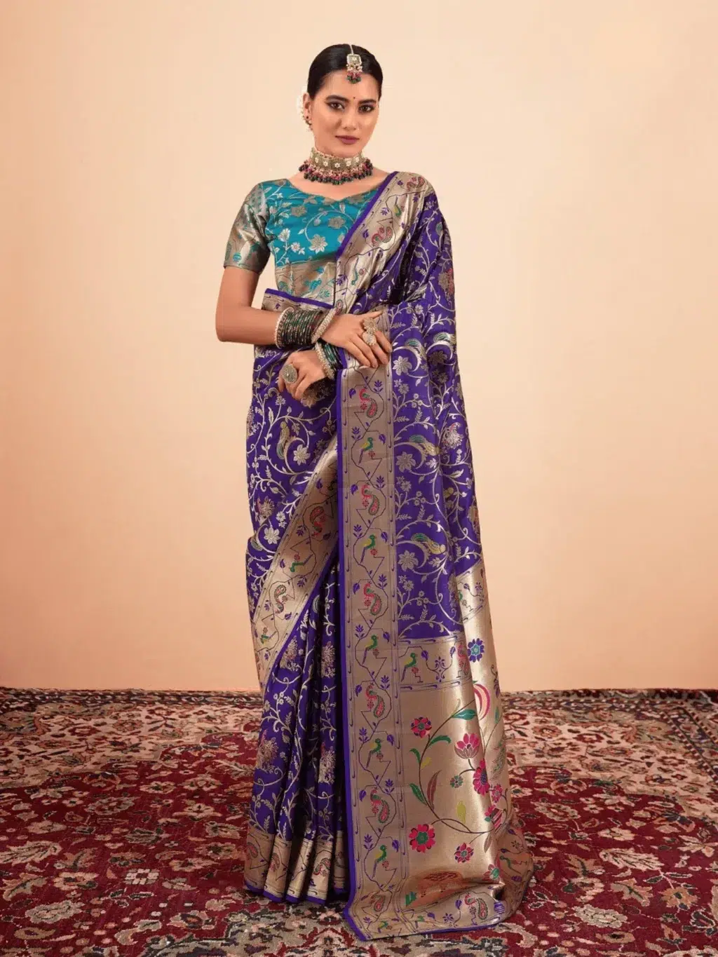 Violet Pathani Silk Saree for Women - Designer Traditional Saree