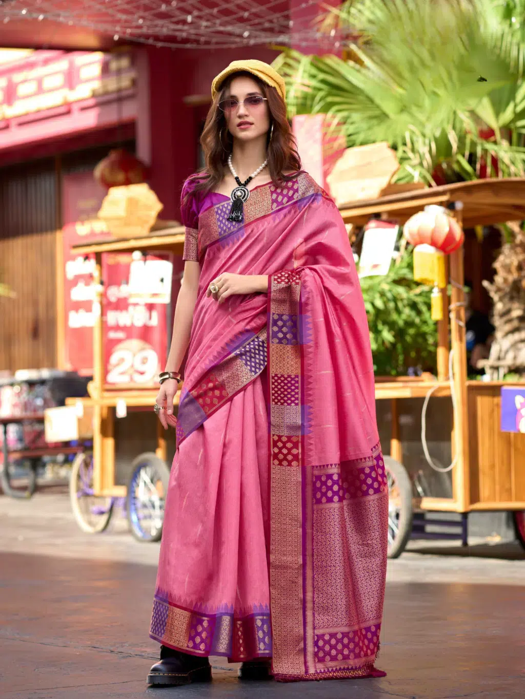 Pink Pure Banarasi Saree for Women - Designer Traditional Saree