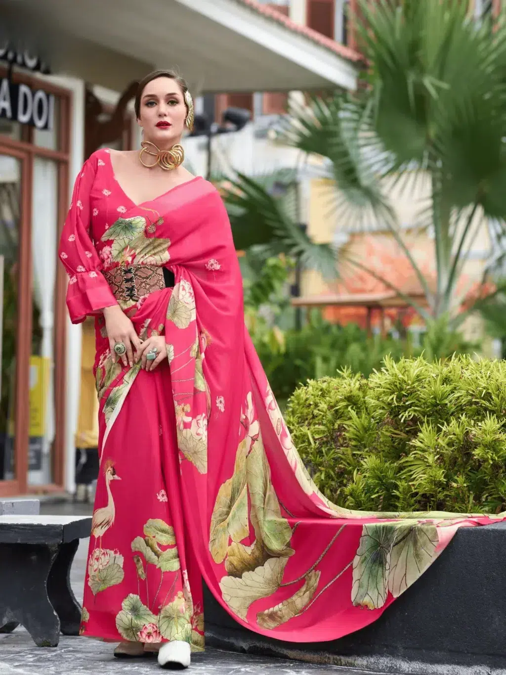 Pink Pure Georgette Saree for Women - Designer Traditional Saree
