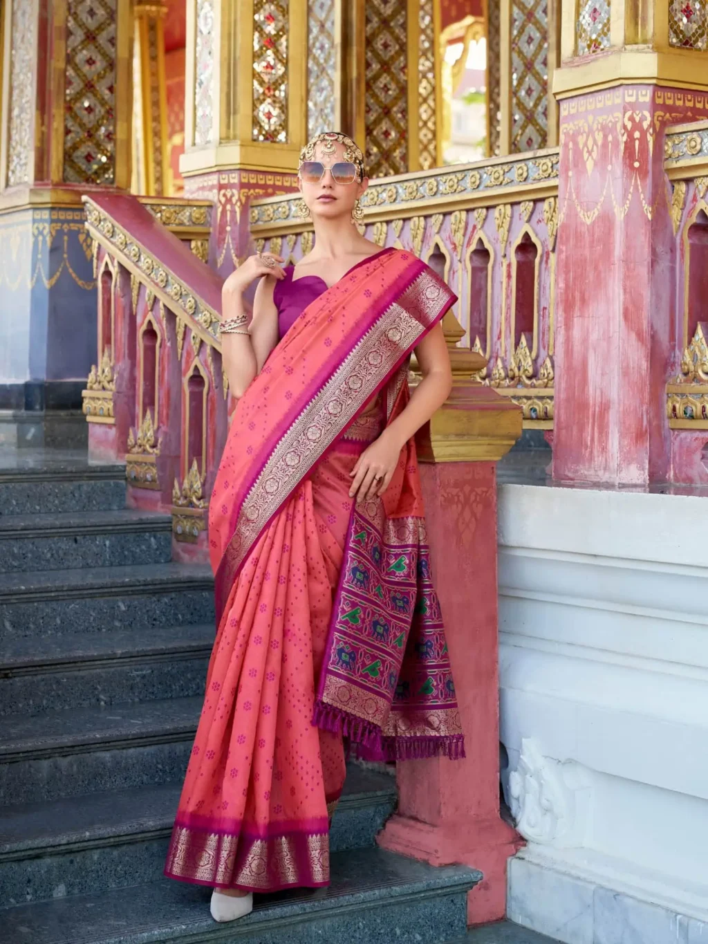 Pink Tusser Handloom Saree for Women - Designer Traditional Saree