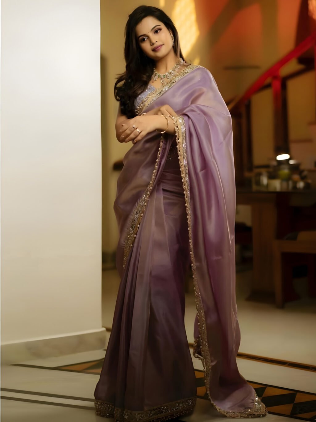 Timeless Mauve Designer Tissue Saree - Sarees