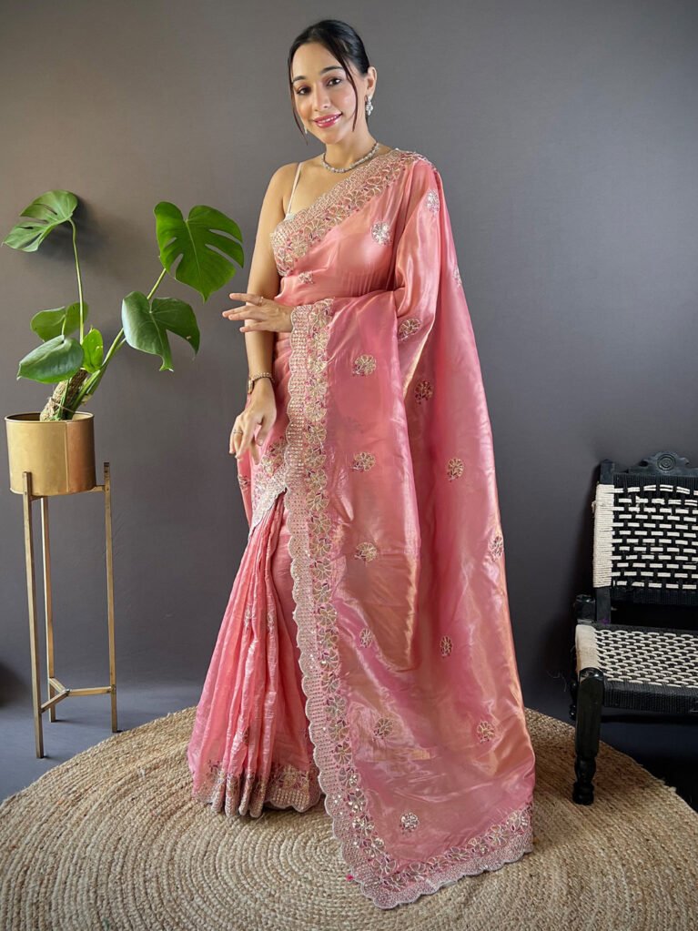 Peach Designer Georgette Saree - Sarees