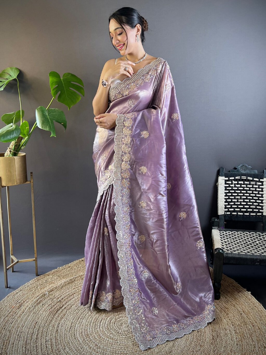 Lavendar Designer Georgette Saree - Sarees