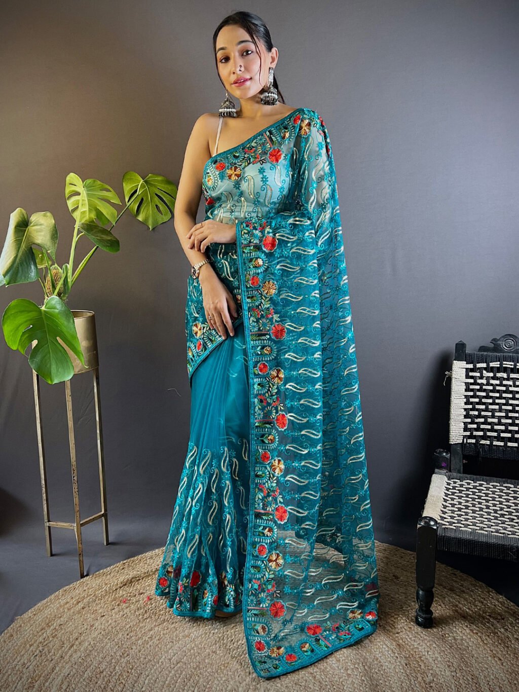 Heritage Blue Designer Zari Woven Variant Saree - Net Saree
