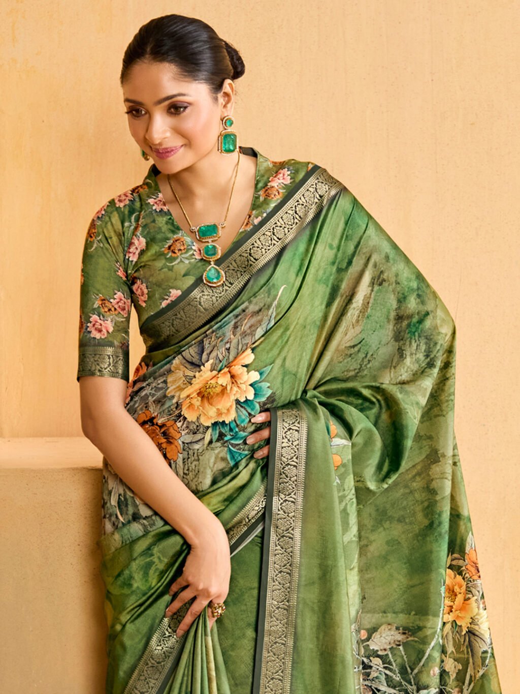 Green Sarees available for online shopping