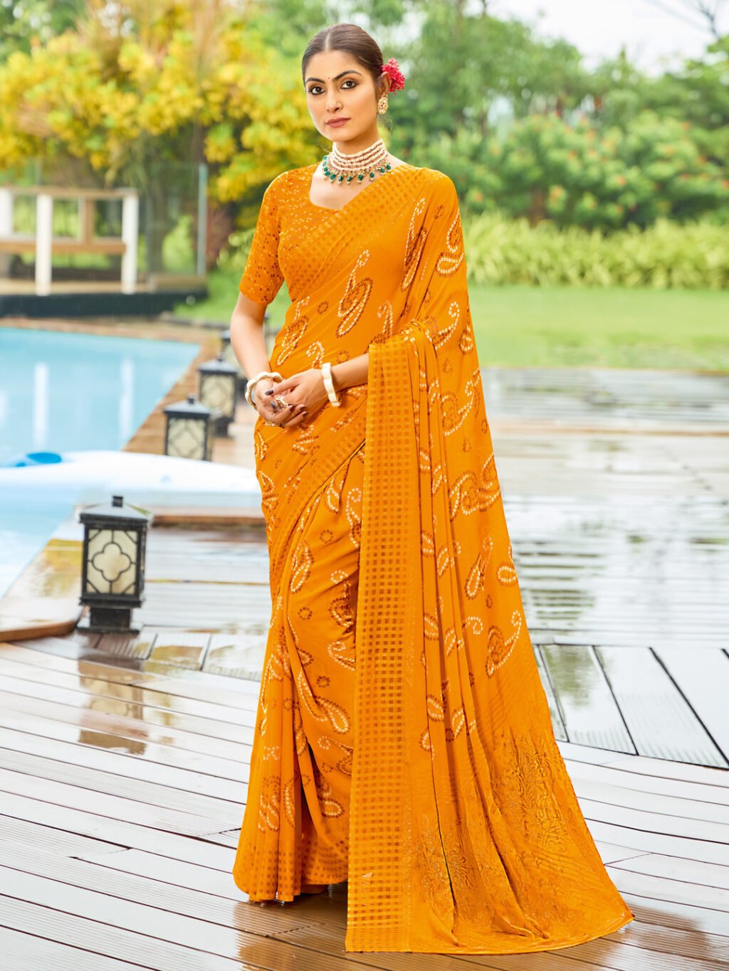 Radiant Yellow Bandhani Print Saree - Printed Saree