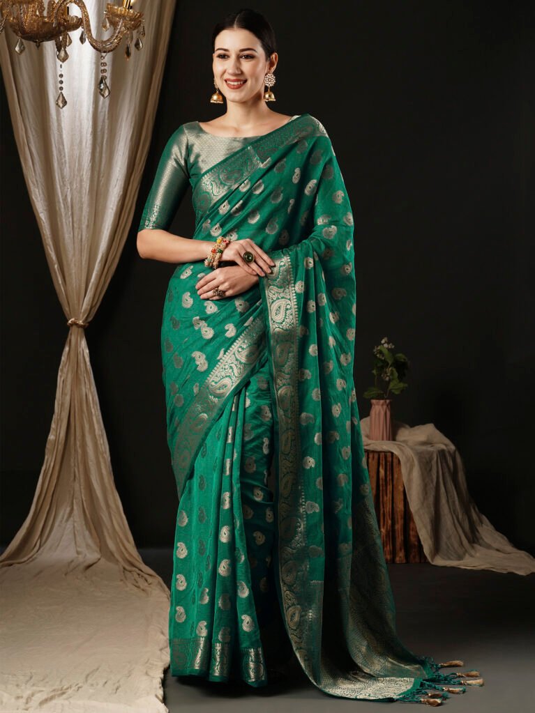 Banarasi Turquoise Georgette Saree - Banarasi Saree