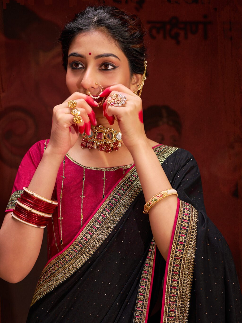 Heritage Black Vichitra Silk Designer Saree - Sarees