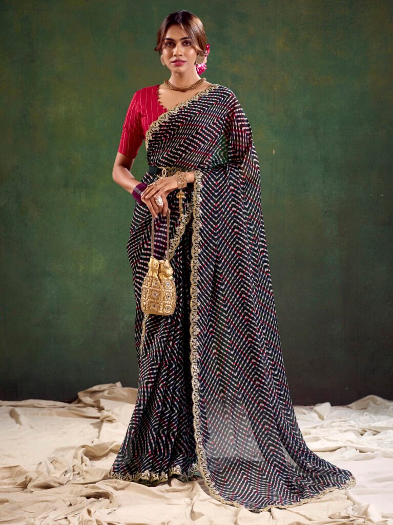 Timeless Black Sheer Chiffon Lightweight Saree - Chiffon Saree
