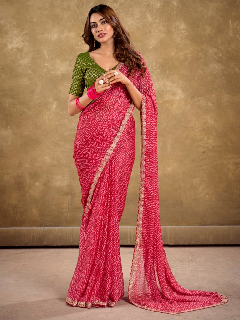 Heritage Red Sheer Chiffon Lightweight Saree - Chiffon Saree