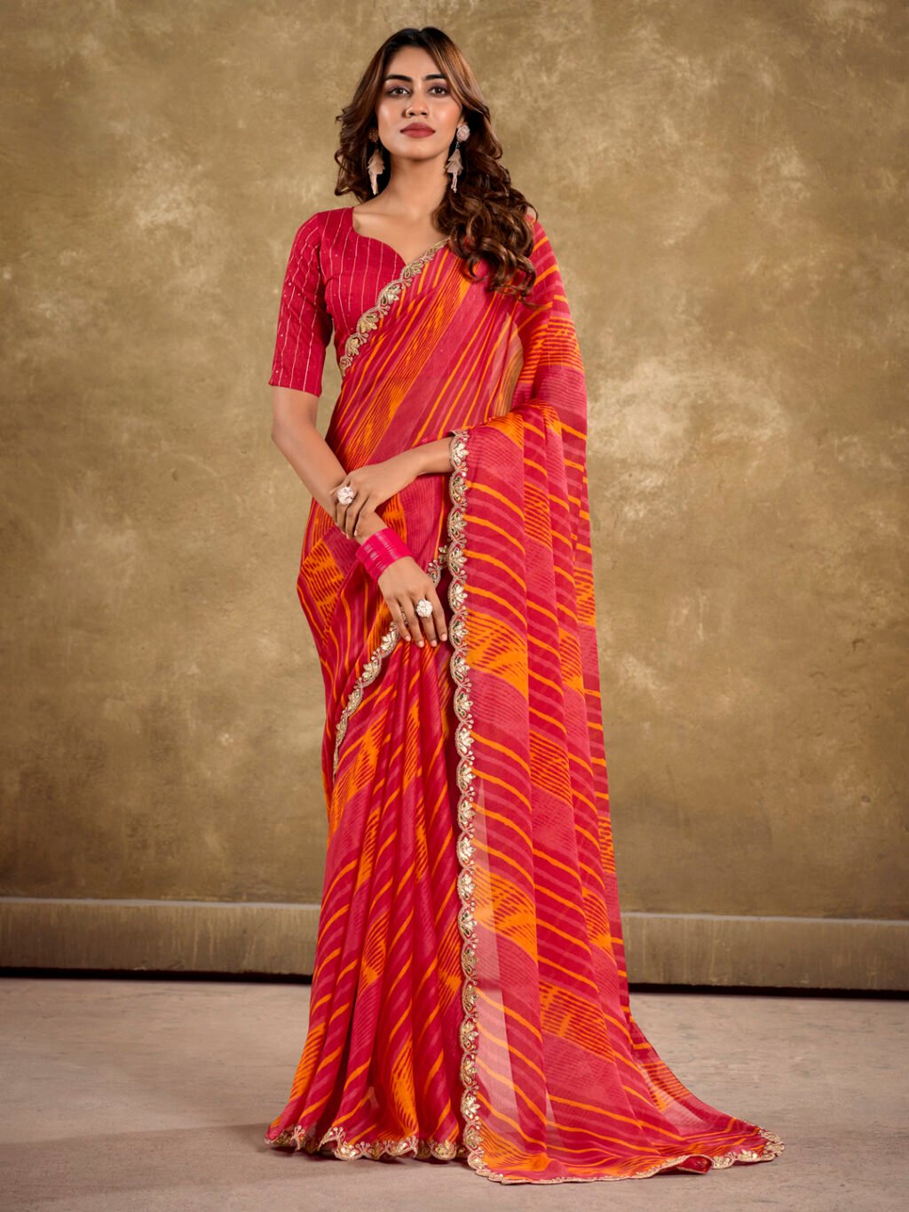 Timeless Red Sheer Chiffon Lightweight Saree - Chiffon Saree
