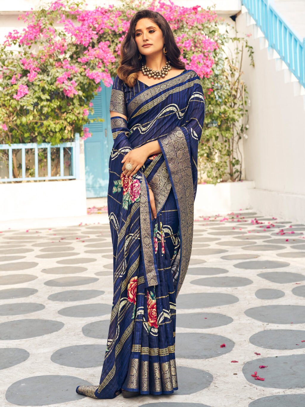 Regal Navy Blue Silk Saree - Sarees