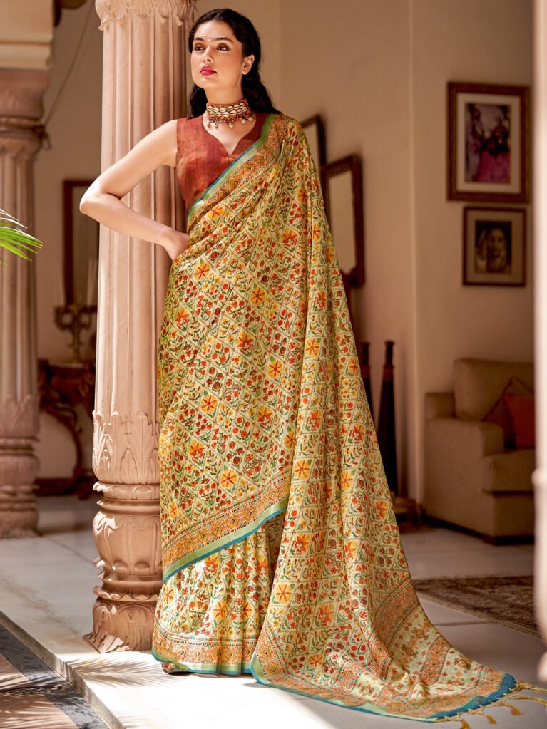 Multicolor Digital Print Silk Saree - Sarees