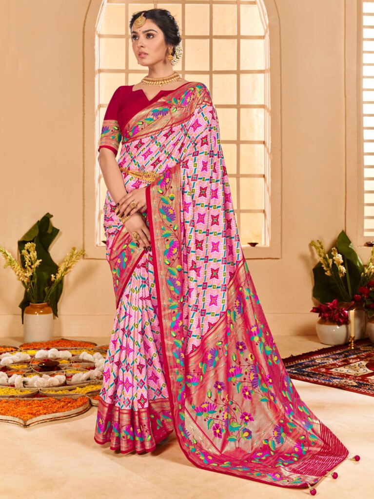 Regal Pink Patola Silk Saree - Sarees