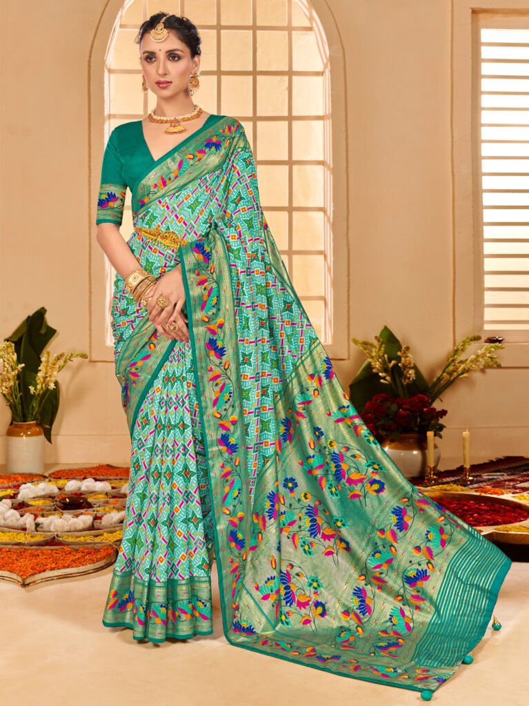 Green Floral Patola Silk Saree - Sarees