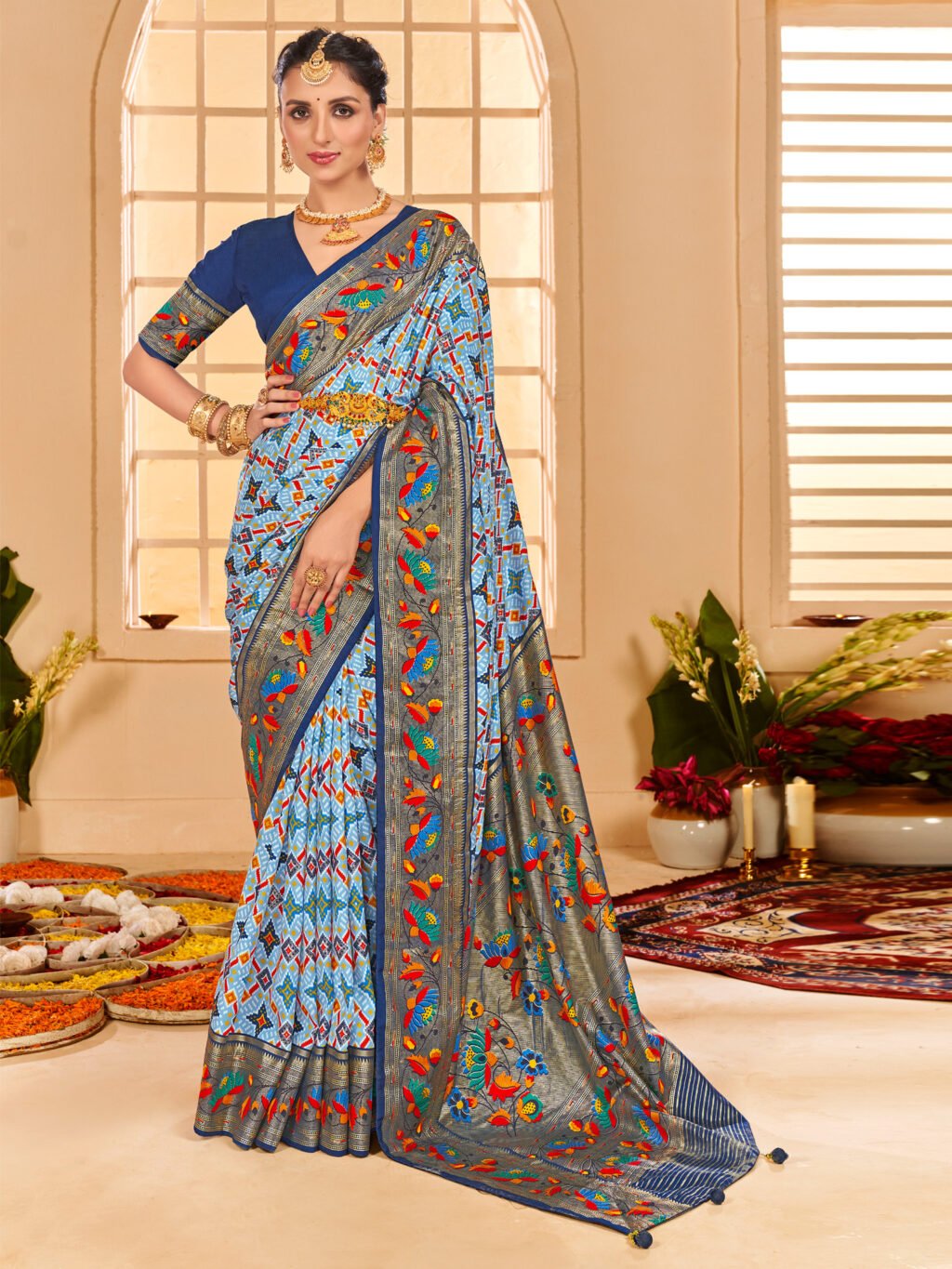 Timeless Blue Patola Silk Saree - Sarees