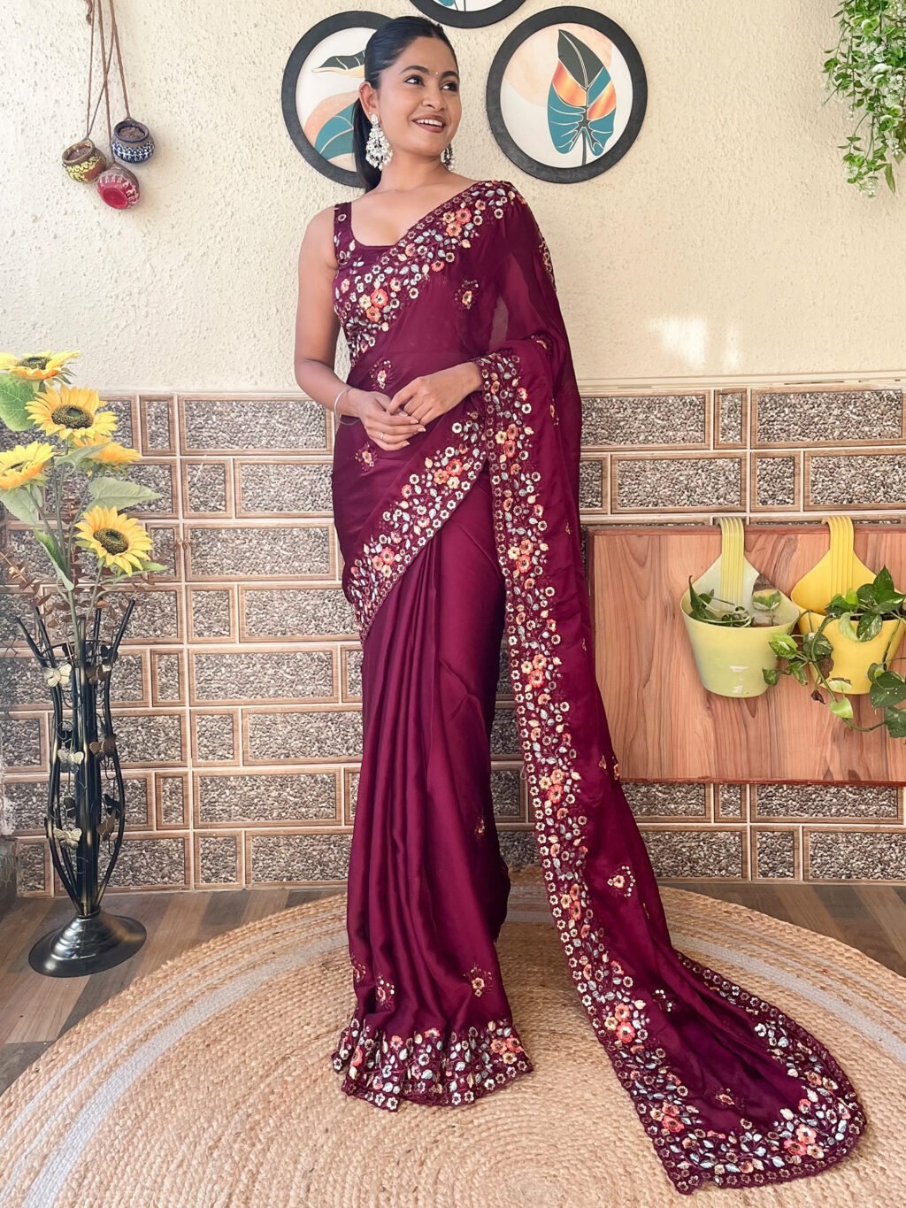 Opulent Magenta Sheer Chiffon Lightweight Weave Saree - Chiffon Saree