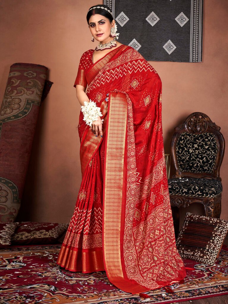 Regal Red Patola Silk Saree - Sarees