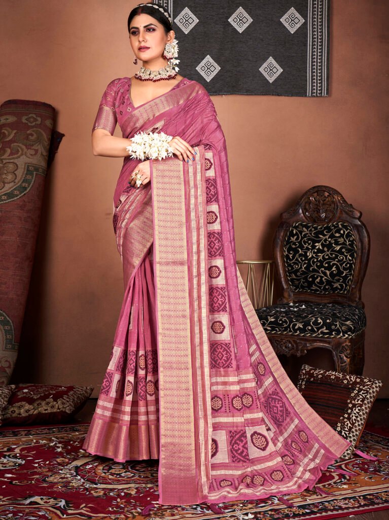 Graceful Mauve Patola Silk Saree - Sarees