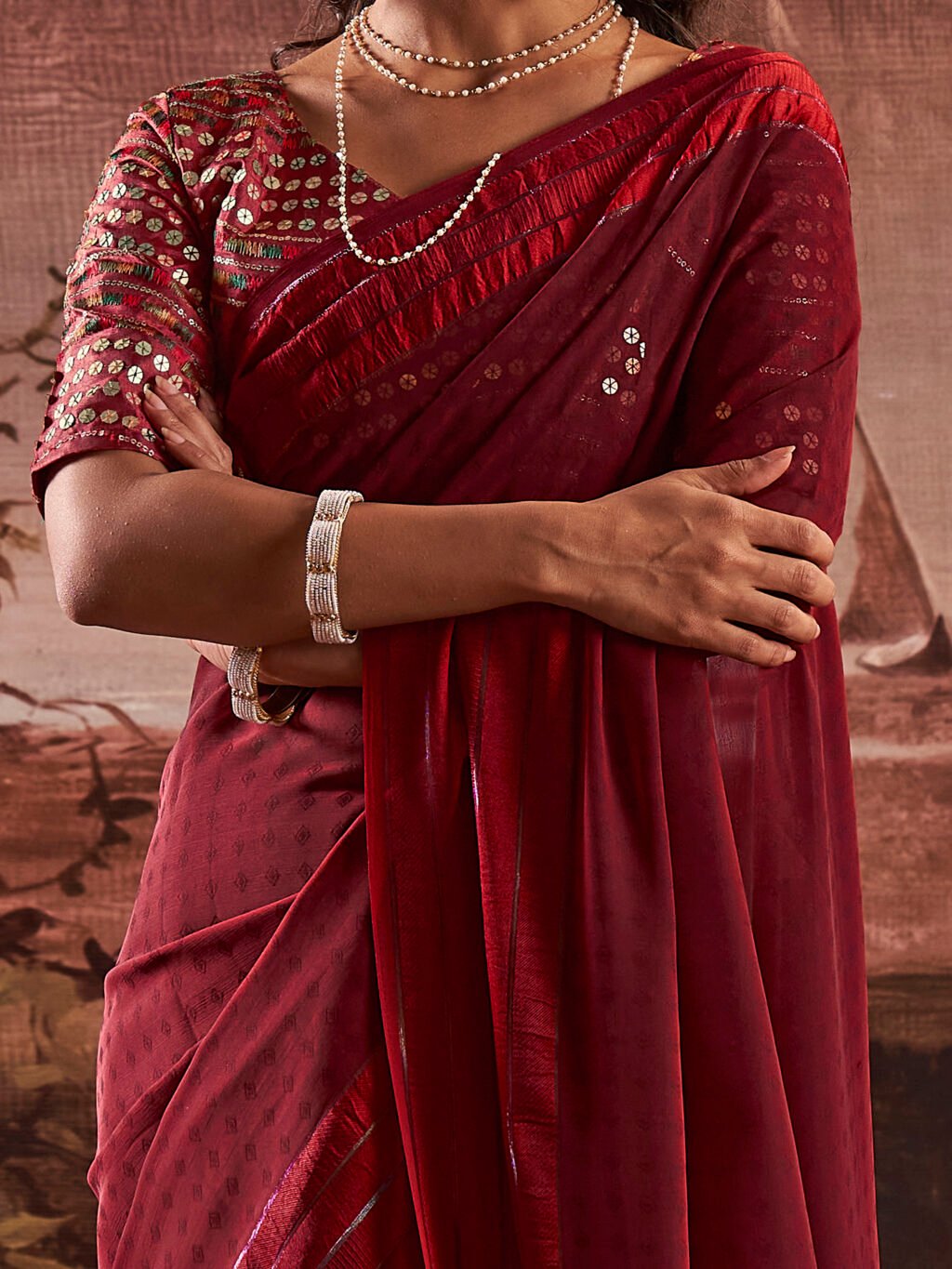 Maroon Sarees available for online shopping