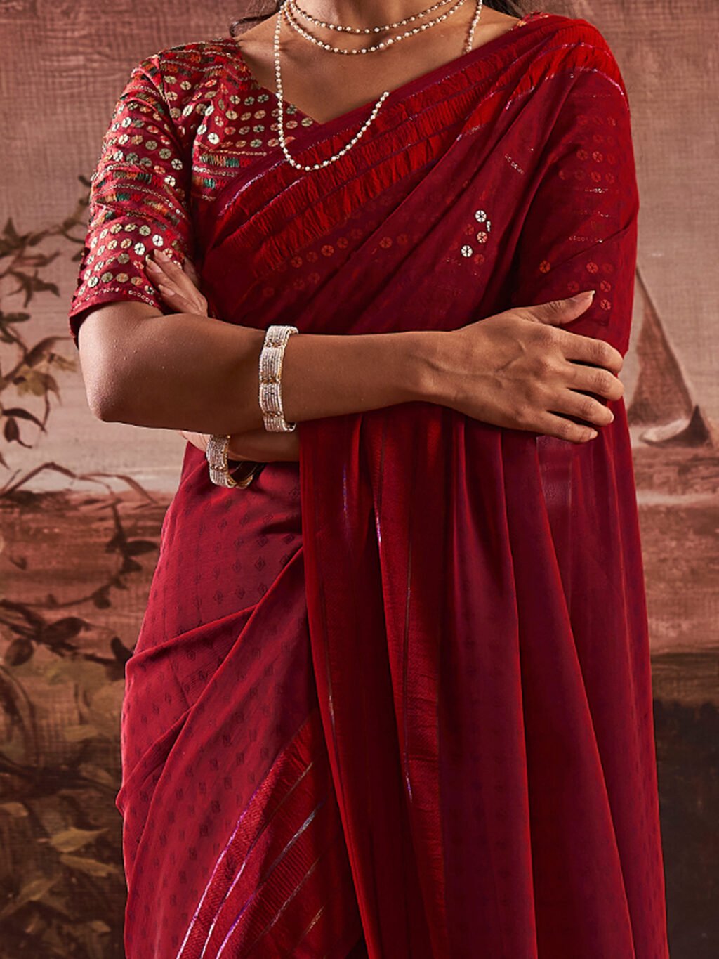 Maroon Sarees available for online shopping